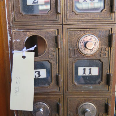 Close up of number and boxes.: Origformat: Artifact