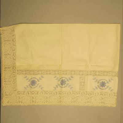 White and Blue Embroidery Tablecloth