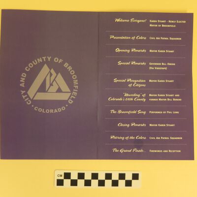 Inside of program.: Origsize: 5.5" (w) x 8.5" (l); Origformat: Artifact