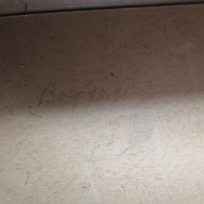 Handwriting in letter holder.: Origsize: 3" (h) x 11.5" (w) x; Origformat: Artifact