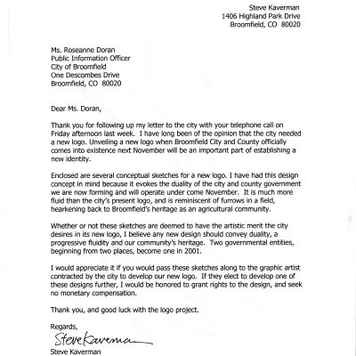 Letter for City/County Broomfield logo suggestion