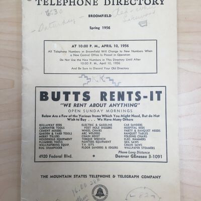 Spring 1956 Broomfield Telephone Directory
