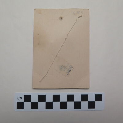 Back of card.: Origsize: 3" (w) x 4.5" (l); Origformat: Artifact