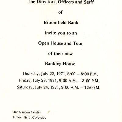 Broomfield Bank Invitation