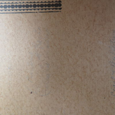 Handwriting in letter holder.: Origsize: 3" (h) x 11.5" (w) x; Origformat: Artifact
