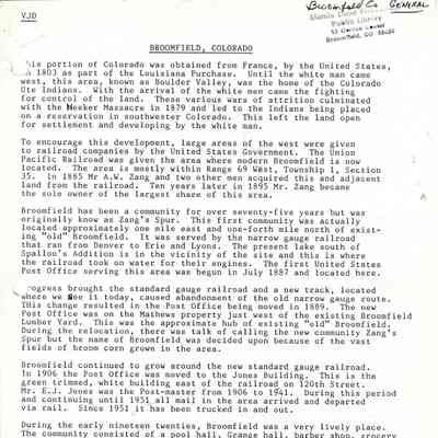 History of Broomfield, c. 1985
