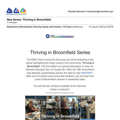 Podcast "Thriving in Broomfield" Women's Appreciation