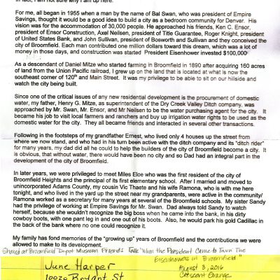 Transcription of Mitze Family and Broomfield Heights History Told by June Harper