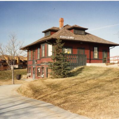 Front and basement entrance of Broomfield Depot Museum: Origsize: 3.5" x 4.75"; Origformat: Print-Photographic; Resolution: 1050dpi