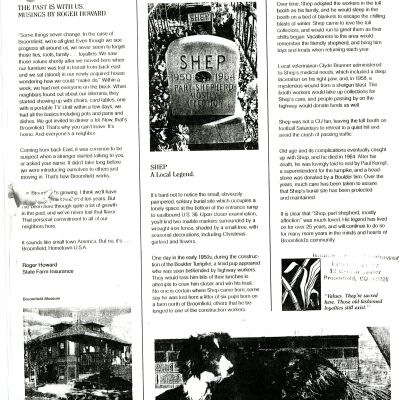 The Past is with us- Musings by Roger Howard. Shep- A local legend