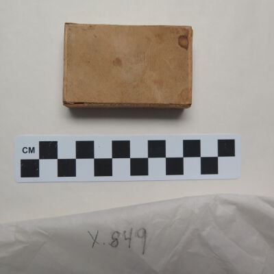 Back of box.: Origsize: 0.5" (h) x 2" (w) x; Origformat: Artifact