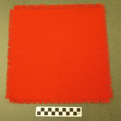 Front of napkin.: Origsize: 11" (w) x 11" (l); Origformat: Artifact