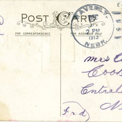 "A Merry Christmas to You" postcard, back, 1913: Origsize: 3.5" x 5.5"; Origformat: Postcard; Resolution: 925dpi