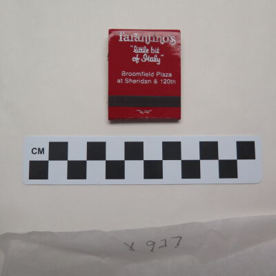 Back of matchbook.: Origsize: 1.5" (w) x 2" (l); Origformat: Artifact