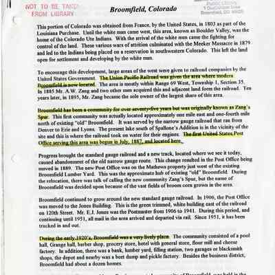 Short history of Broomfield Colorado