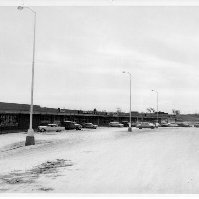 Shopping Center Parking Lot with Snow