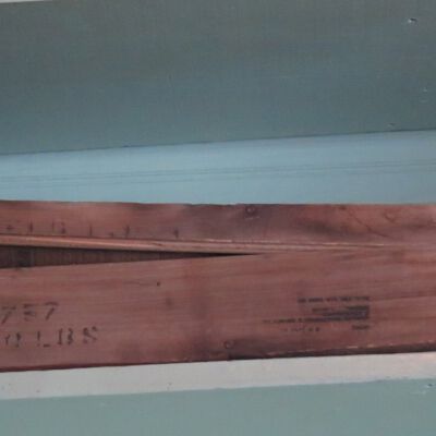 Crate of shelf.: Origsize: 5.25" (h) x 40" (l); Origformat: Artifact