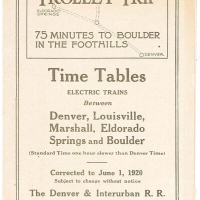 Denver & Interurban Railroad Kite Route Timetable