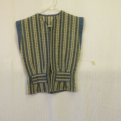 Vest, Blue and White Embroidered