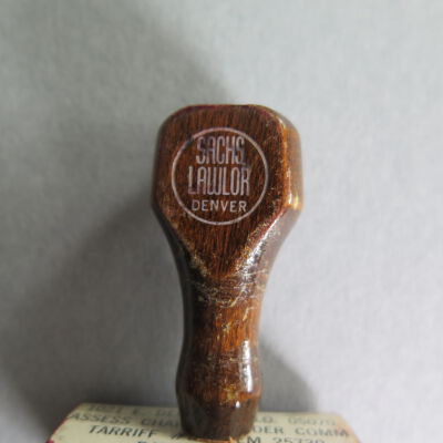 Detail of handle of stamp.: Origsize: 3" (h) x 2" (w) x 1"; Origformat: Artifact