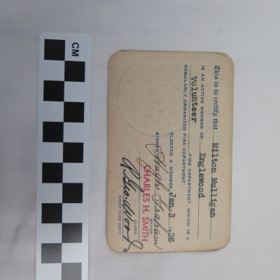 Back of card.: Origsize: 4" (w) x 2.5" (l); Origformat: Artifact