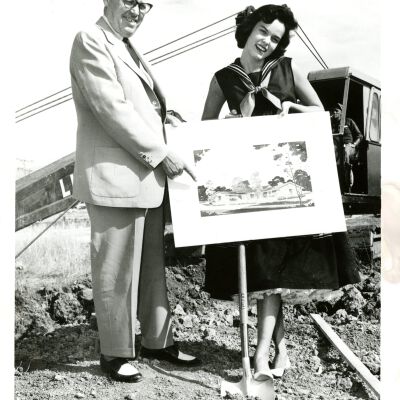 Miss Marianne MacDonald and Pete DeLongchamps "breaking Ground"