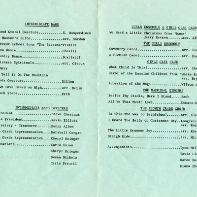 "Silent Night" Program for Broomfield Junior High School Christmas Concert December 10, 1968
