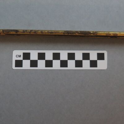 Other side of curtain rod.: Origsize: 0.75" (h) x 3.5" (w); Origformat: Artifact