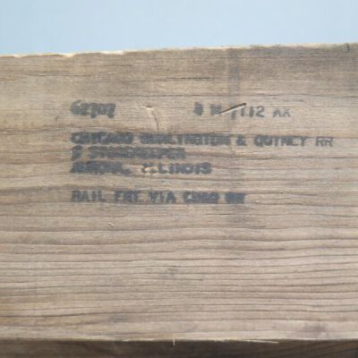 Text on crate: Origsize: 5.25" (h) x 40" (l); Origformat: Artifact