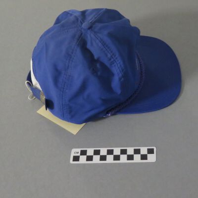 Side of hat.: Origsize: 5" (h) x 8" (w) x 11; Origformat: Artifact