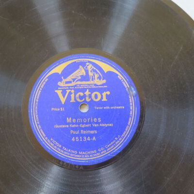 Close up of label on A side of record.: Origsize: 9.75" (diam); Origformat: Artifact