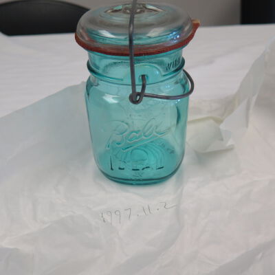 Other side of jar.: Origsize: 6" (h) x 3" (dia); Origformat: Artifact