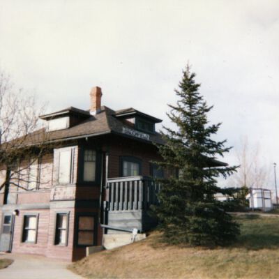 Ph.1131c Exterior view of Broomfield Depot Museum, basement side, circa 199: Origsize: 3.5" x 5"; Origformat: Print-Photographic; Resolution: 1050dpi