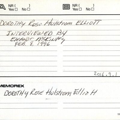 Dorothy Rose Hulstrom Elliott Oral History