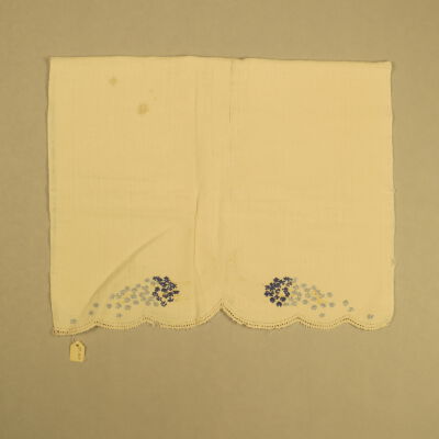 White Guest Towel with Blue Embroidery