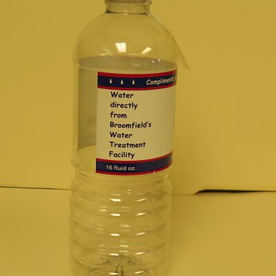 Side of water bottle.: Origsize: 9" (h) x 3" (w); Origformat: Artifact