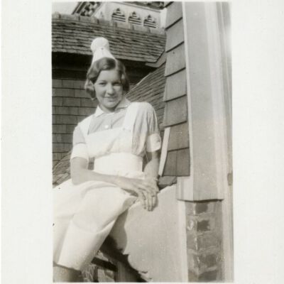 Ella Mitze in nurse's uniform, 1931: Origsize: 2.5" x 3.5"; Origformat: Print-Photographic; Resolution: 1500dpi