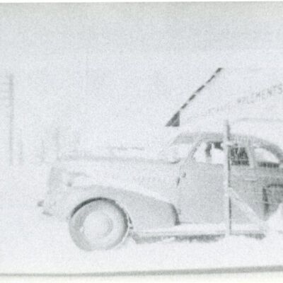 Truck parked by Broomfield Lumber Company, undated: Origsize: 3.5" x 5"; Origformat: Print-Photographic; Resolution: 1000dpi