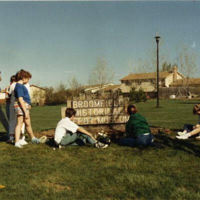 Kids Planting at the Broomfield Depot Museum, 1988: Origsize: 3.5" x 5"; Origformat: Print-Photographic; Resolution: 1000dpi