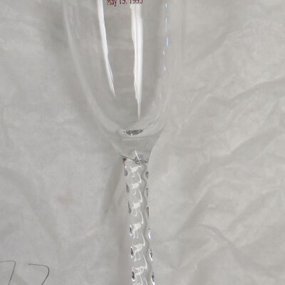 Front of glass: Origsize: 8.25" (h) x 2.75" (d; Origformat: Artifact