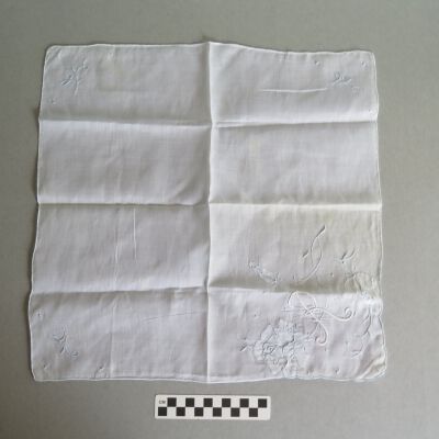Handkerchief: Origsize: 16" (w) x 16" (l); Origformat: Artifact