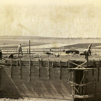 Construction crews working on United Bank building, circa 1970: Origsize: 8" x 10"; Origformat: Print-Photographic; Resolution: 500dpi