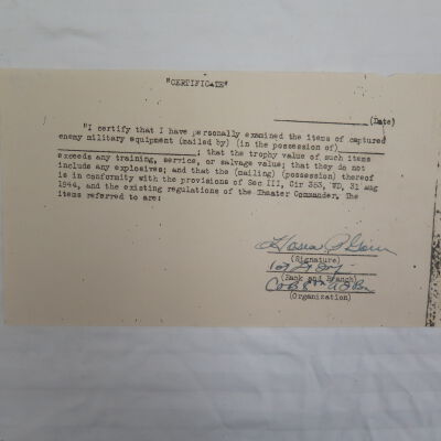 Military Certificate Releasing Captured Military Equipment