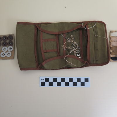 Inside of kit: Origsize: 1" (h) x 2.5" (w) x; Origformat: Artifact
