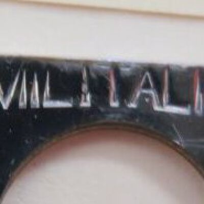 Text on one side of mirror: Origsize: 3.75" (w) x 5.25" (l; Origformat: Artifact