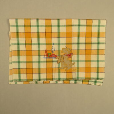 Plaid Tea Towel with Dog Applique