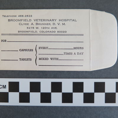 Broomfield Veterinary Hospital pill sleeve