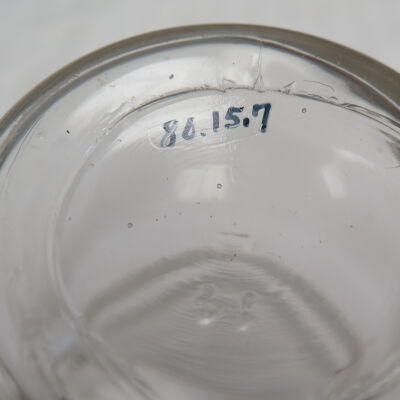 Number on bottom of jar.: Origsize: 5" (h) x 3.5" (dia); Origformat: Artifact