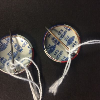 Back of two "We Like Ike" buttons.: Origsize: .75" diameter; Origformat: Artifact