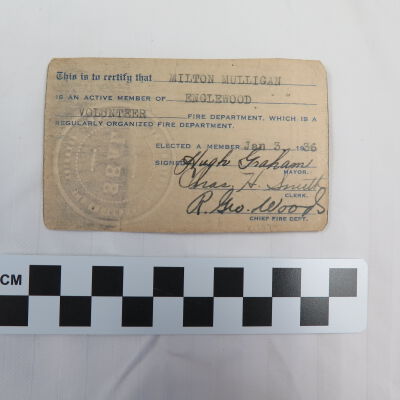 Back of card.: Origsize: 4" (w) x 2.5" (l); Origformat: Artifact